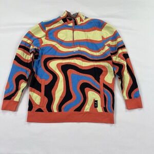 Puma Lava Tiger Quarter Zip Pullover Sweater Mens L Colorful Psychedelic Casual
